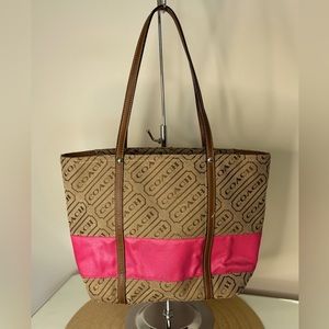 Coach Tan and Pink Shoulder Bag Tote